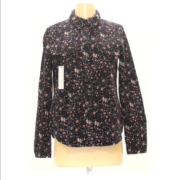 Sanctuary Womens Black Floral Button Front Blouse Shirt Sz:Small - Picture 1 of 3